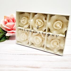 Illuminations Set of 6 Ivory Floating Rose Candles